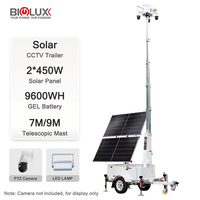 Caméra de surveillance solaire HiSOLO sur remorque avec mât de 7 m et norme américaine pour la surveillance de chantier