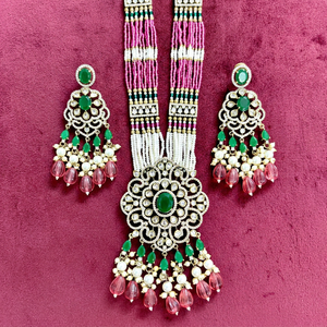 Conjunto de Collar con Colgante de Perlas de Varias Hebras de Lujo, Chapado en Oro, Joyería Larga Tradicional para Novia, Conjunto de Joyería Haram para Mujer - Product Image 1