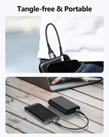 Cable de Datos USB SUNGUY de Nailon Trenzado de 18W, Cable Retráctil de Carga Rápida para Teléfono y Portátil