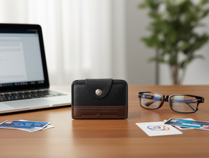 Portacarte a Fisarmonica da Uomo con Bottone Singolo, 7 Pollici, in Pelle PU, Porta Carte di Credito - Product Image 2