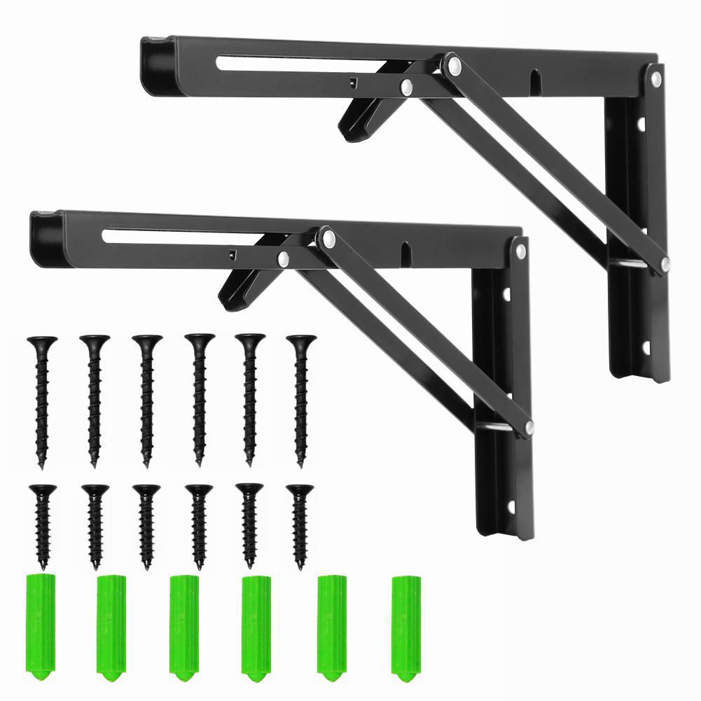 12 дюймовые черные складные сверхмощные L-образные регулируемые кронштейны для полки для настенных складных столов