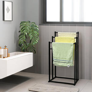 Floor Standing Modern Non-Perforated Stainless Steel Eco-Friendly Towel Rack with Hanging Rod for Bathroom <b>Storage</b> - Product Image 3