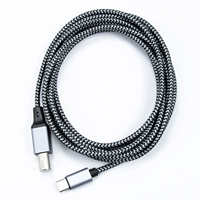Kabel Printer USB B ke USB C 3 kaki, kabel USB B ke C nilon untuk MacBook Pro/Air, kabel MIDI cocok dengan Keyboard Piano Yamaha