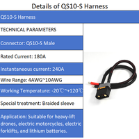 Faisceau de câblage personnalisé QS10 avec connecteur mâle, câble de batterie en silicone haute intensité pour système d'alimentation au lithium de drone