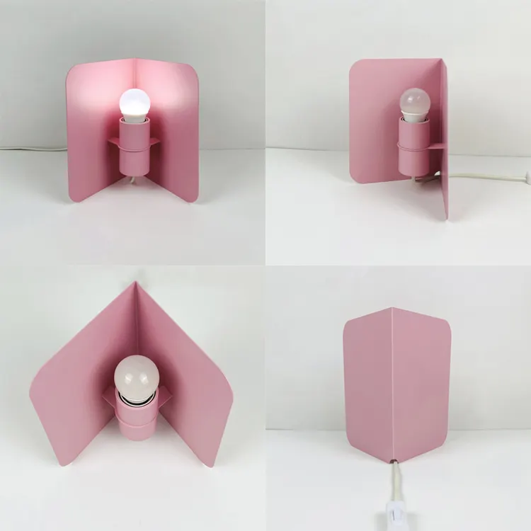 Postmodern lampu meja Led sisi hangat, lampu meja belajar portabel Pink Vintage besi 220V dengan Led