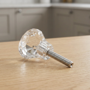 Poignée de porte ronde réglable en verre facetté transparent Art Déco, poignée de meuble décorative pour cuisine et salon - Product Image 3