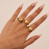 Fashion Ladies Jewelry Wasserdichte hypo allergene Edelstahl Gravierbare leere Herz moderne Ringe