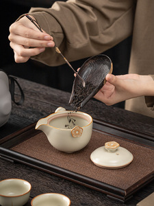 Китайский матовый керамический 1 горшок + 3 чашки дорожные чайные чашки с подарочной сумкой - Product Image 5