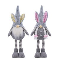 Gnome Lapin de Pâques en Coton en Gros, Poupées en Peluche Faites à la Main, Jambes Extensibles, Figurine Mignonne et Durable de Rudolph, Décoration Intérieure