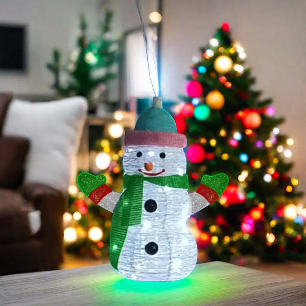 24" USB 8 ฟังก์ชั่นรีโมทคอนโทรล 33 ชิ้นไฟ LED รสด้วยผงน้ําลายผ้า Snowman