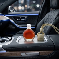 Diffuseur de voiture vide à suspendre, mini désodorisant, flacon en verre pour huiles essentielles et parfums, avec bouchon en bois noir à ouverture facile, forme ronde
