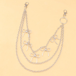 Women's Multi Layer Metal Waist <b>Chain</b> With Bow Pendant Hip Hop Fashion Accessory Daily Wear Zinc Alloy - Product Image 4