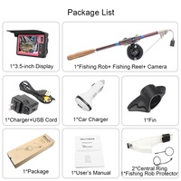 SHIFENGDA Kit de pêche portable complet et léger avec écran 3,5 pouces, câble de 15 m, caméra sous-marine étanche IP68 et canne à pêche de 0,9 m