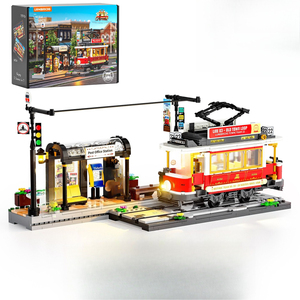 Funwhole L9084 2025 Set di Costruzioni <span class=keywords><strong>Tram</strong></span> Retrò con Piccole Particelle, Illuminazione LED, Decorazione per la Vita in Città, Giocattoli per Bambini, Regalo, 1274 Pezzi - Product Image 1