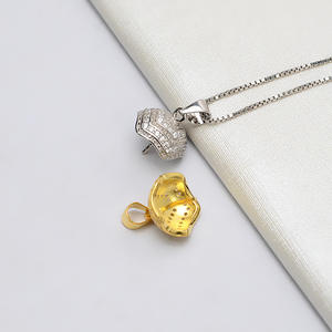 Wenchi S925 Argent Accessoires de Bijoux DIY pour Femmes, Grand Pendentif Chapeau Baotou avec Incrustation de Perles 14-16, Modèle de Plateau Vide 726 14121 - Product Image 3