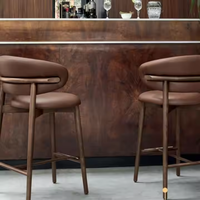 Tabouret de bar moderne en bois massif JP avec repose-pieds en tissu – Idéal pour la maison, la salle à manger, le parc, la salle de sport, la salle de bain, l'école et les centres commerciaux