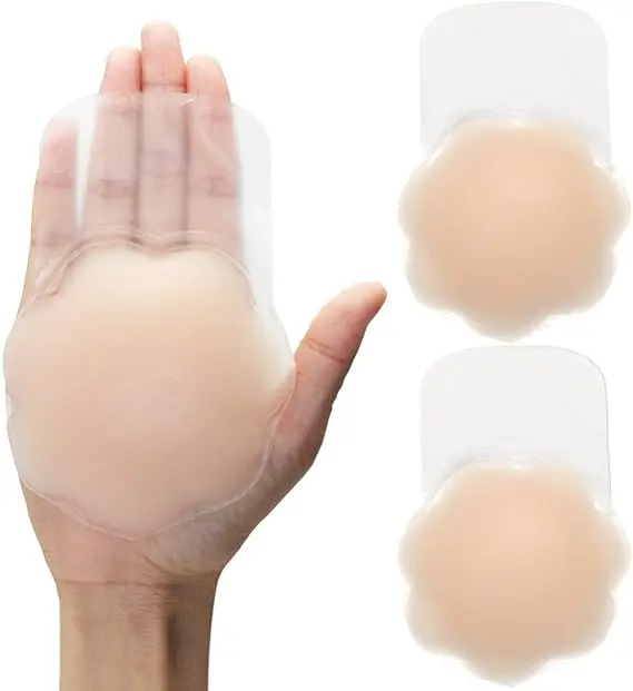 Capa de silicone para mamilos de mulheres sutiã push-up sexy sem alças com pétalas de peito com pasta adesiva sem costura para elevador de mamilos