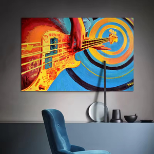 Soyut gitar tuval duvar sanatı müzik aletleri Bar dekoratif natürmort resimleri tuval duvar sanatı üzerine yağlıboya - Product Image 3