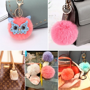 Porte-clés Pompon en fourrure de lapin en forme de cœur, doux et mignon, avec boule de fourrure, cadeau promotionnel - Product Image 5
