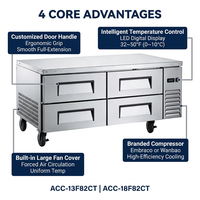 Lemari Pendingin Chef Base Undercounter Drawer Hemat Energi R290 dengan Kompresor Cubigel, MOQ Rendah, Bersertifikasi CE