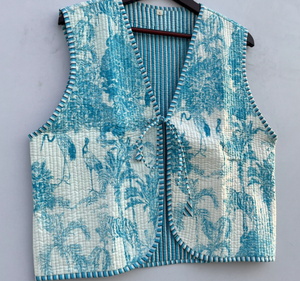 Vestes florales à col en V en coton pour femmes Broderie florale respirante Vêtements d'extérieur décontractés Conception à col en V féminine semblable à un gilet - Product Image 1
