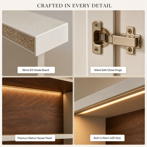 Libreria a Muro Personalizzata con Illuminazione LED Integrata da Pavimento a Soffitto, Nicchia TV, Mensole Aperte, OEM, Bianco Crema Noce, per Soggiorno, Produzione di Fabbrica - Product Image 3