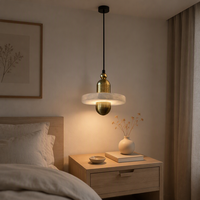Lampe suspendue nordique mini en marbre avec abat-jour doré LED, angle de faisceau de 360°, luminaire suspendu au plafond pour salon