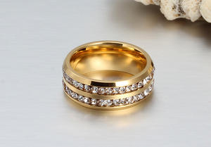 Bagues de mariage plaquées or pour homme et femme, bagues en <span class=keywords><strong>diamant</strong></span> CZ, bijoux de fiançailles en acier inoxydable 316L, <span class=keywords><strong>alliance</strong></span> - Product Image 6