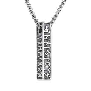 yunnique Feather Pendant Stainless Steel Men's Necklace Engraved Heart Design <b>Punk</b> Style Jewelry - Product Image 2