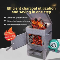Fourneau à charbon en acier épaissi robuste, allume-charbon commercial pour barbecue avec roues