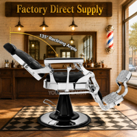 Fauteuils de barbier anciens, fauteuil de barbier robuste pour salon de coiffure, mobilier pour salon de beauté, fauteuil 135 °   Reclining 360 °   Chaise pivotante