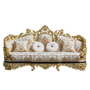 Sofá de Madera Maciza Tallada de Lujo Francés, Estilo Europeo para Sala de Estar, con Lámina Dorada, Tela Importada, Esponja, Hecho a Medida, Sofá de Alta Gama para Villa - Product Image 4