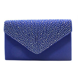 Classic European American Style AB Color Hot Stone Satin Waterproof Envelope Bag Factory Direct Polyester Lined Evening <b>Clutch</b> - Product Image 2