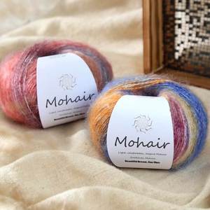Fil à tricoter super doux en mohair dégradé et soie, mélange de <span class=keywords><strong>laine</strong></span> écologique, poids Worsted, coton peigné, coton laitier, fil à crocheter en vrac - Product Image 2