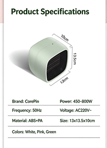 Calentador Cerámico PTC de 800W, Calentador Eléctrico Portátil para el Hogar, Calentamiento Rápido, Protección Contra Sobrecalentamiento y Volteo, Calentador de Escritorio - Product Image 5