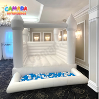 Château gonflable mini blanc robuste en PVC anti-UV et ignifuge avec piscine à balles et toboggan pour mariages