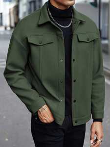Manteau tricoté décontracté pour homme, coupe ajustée, col rabattu, manches longues, boutons, style business, collection automne 2026 - Product Image 6