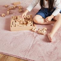 Pembe Peluş Hafızalı Köpük Halı, Oturma Odası Yatak Odası Çocuk Odası için Büyük Tüylü Yer Halısı