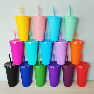 Vaso de Plástico Personalizado de 16oz/24oz, Libre de BPA, con Purpurina de Colores, para Bebidas Frías, Acrílico, Reutilizable, con <span class=keywords><strong>Tapa</strong></span> y Pajita - Product Image 4