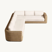 Canapé de jardin en rotin avec structure en aluminium de luxe, résistant à l'eau, mobilier d'extérieur toutes saisons, ensemble de canapés d'extérieur pour hôtel, terrasse, cour