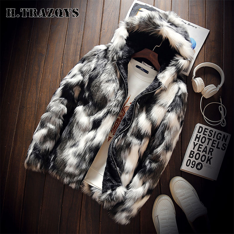 Color Customized Winter Fashion Thick Furry Plus Size Coat Zipped Hooded Coating Warm Street Outwear Men's Coats