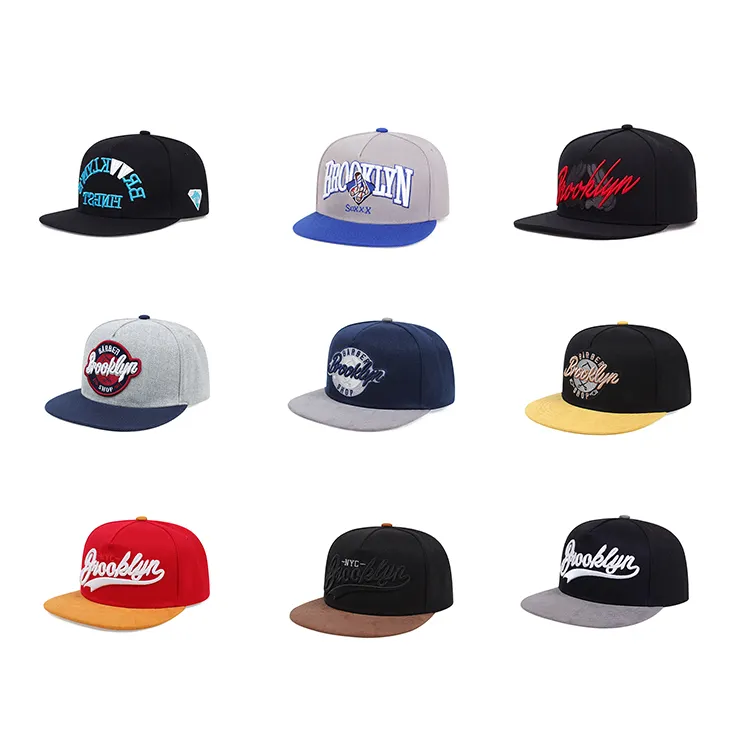 Tùy chỉnh bóng rổ Mũ Snapback thêu logo thời trang 5 Bảng điều chỉnh phẳng vành hat