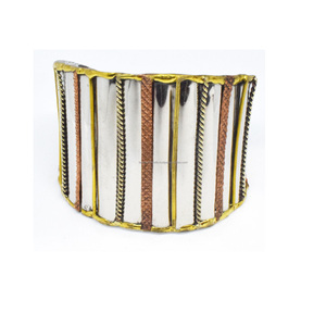 Nuevo Diseño de Brazalete Metálico de Otoño, Brazalete Tricolor para Mujer, Brazalete de Acero Inoxidable, Joyería de Moda para Chica - Product Image 1