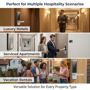 Serrure électronique à mortaise avec carte RFID et code d'accès biométrique, ensemble de poignées de porte numériques TTLock pour bureau et hôtel - Product Image 2