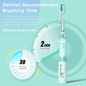 Seago cepillo de dientes eléctrico para niños, cerdas suaves, temporizador de 2 minutos, funciona con pilas, para niños de 3 a 12 años - Product Image 1