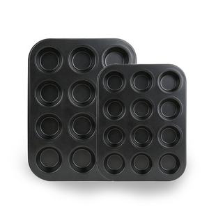 Kualitas berkilau 2 spesifikasi. Loyang memanggang kue baja karbon, 6.7/ 4.5cm Slot panci cetakan baja karbon anti lengket 12 cangkir nampan Cupcake panci Muffin - Product Image 2