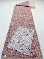 Dentelle à perles et paillettes Y3757 Tissu en dentelle à perles et paillettes Dentelle française à perles