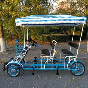 Quadriciclo de Ocio para Campamentos y Resorts, Cuatriciclo de 4 Plazas con Pedales, Bicicleta Turística con Toldo Protector Solar, 500 kg - Product Image 1