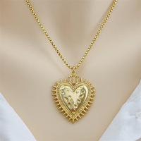 HX222 Collier plaqué or 18 carats avec médaillon pièce Cuba, pendentif soleil, cœur sacré, œil protecteur et zircon cubique, chaîne en or, bijoux pour femme, vente en gros