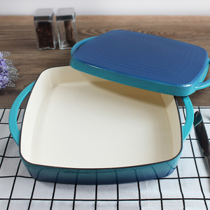 Casserole carrée <span class=keywords><strong>émaillée</strong></span> de 27cm avec couvercle pour plaque de cuisson 2 <span class=keywords><strong>en</strong></span> 1 faitout <span class=keywords><strong>en</strong></span> <span class=keywords><strong>fonte</strong></span> - Product Image 5